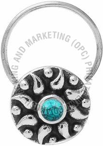 Oxidised Silver Round Shape Pin