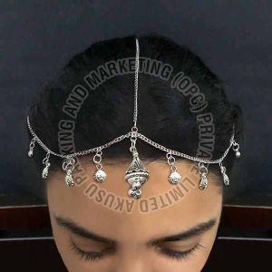 Oxidized Silver Temple Style Maang Tikka