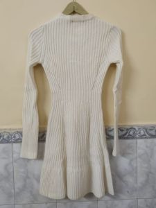 Beige Ladies Long Woolen Dress