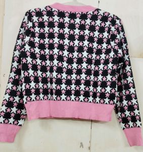 Pink with Star Print Ladies Woolen Cardigan