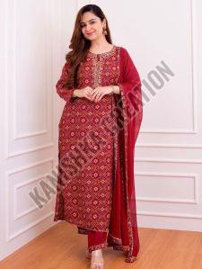 Gorgeous Red Bandhani Suit