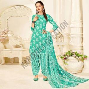 Green Cotton Patiala Salwar Suit