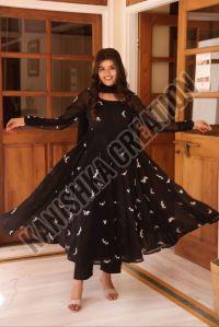 Ladies Black Georgette Anarkali Suit