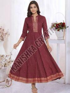Maroon Fancy Anarkali Kurti