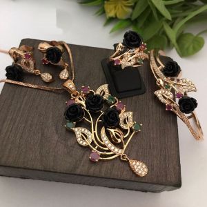 Black Stone Pendant Set