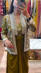 Ladies Olive Party Wear Dress