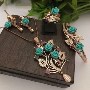 Sky Blue Stone Pendant Set