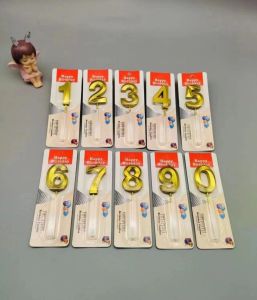 Golden Happy Birthday Numeric Candle