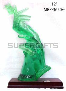 Green Acrylic Hand Trophy