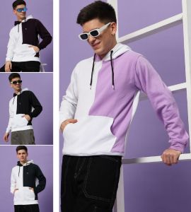 Poly Cotton Fleece Contrast Zipper Hoodie