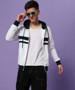 Poly Cotton Fleece Contrast Zip Hoodie