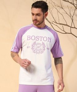 Poly Cotton Ragline Screen Printed Oversized T Shirt