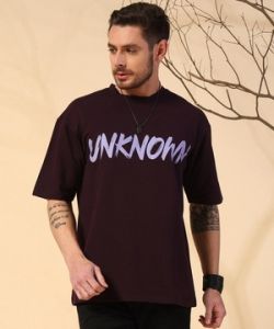 Black Printed Poly Cotton Terry Oversizesd T Shirt