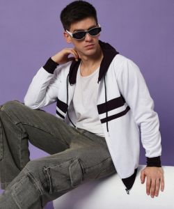 Poly Cotton Fleece Contrast Zip Hoodie