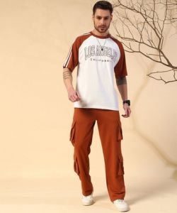 Poly Cotton Men Cargo T Shirt Co Ord Set