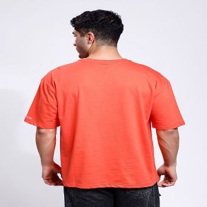 Crazy in Love Print Mens Orange Cotton Oversized T-Shirt