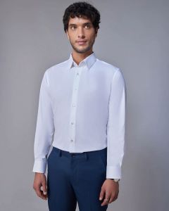 Mens Plain White Cotton Linen Shirt