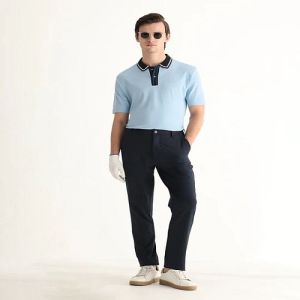 Mens Baby Blue Cotton Polo T-Shirt