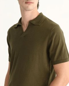 Mens Olive Green Cotton Polo T-Shirt