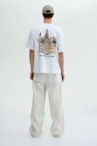 Menton France Printed Mens White Oversized T-Shirt