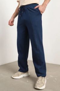 Mens Navy Blue Loose Fit Cotton Joggers