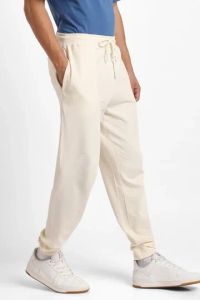 Mens Off White Zip Pocket Cotton Joggers