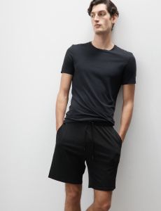 Mens Black Cotton Lounge Shorts