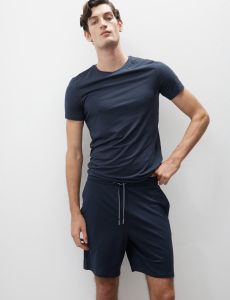 Mens Deep Blue Cotton Lounge Shorts