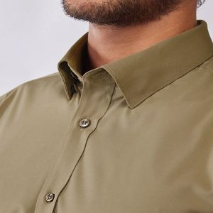 Mens Olive Green Cotton Linen Shirt