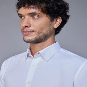 Mens Plain White Cotton Linen Shirt