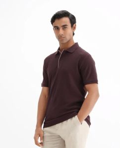 Mens Brown Cotton Polo T-Shirt
