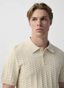 Mens Jacquard OF White Cotton Polo T-Shirt