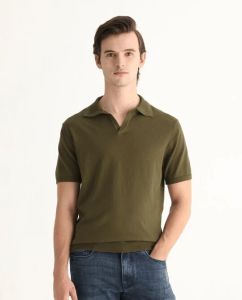 Mens Olive Green Cotton Polo T-Shirt