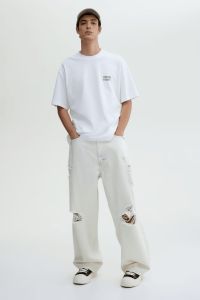 Menton France Printed Mens White Oversized T-Shirt