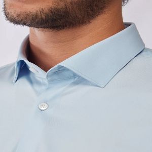 Mens Sky Blue Cotton Linen Shirt