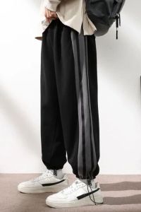 Mens Black Loose Fit Cotton Joggers
