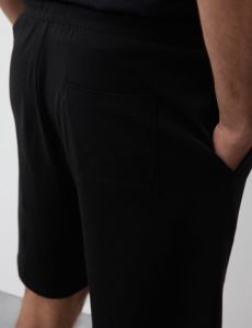 Mens Black Cotton Lounge Shorts