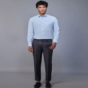Mens Sky Blue Cotton Linen Shirt