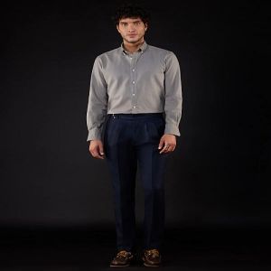 Mens Plain Grey Cotton Linen Shirt