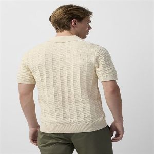 Mens Jacquard OF White Cotton Polo T-Shirt