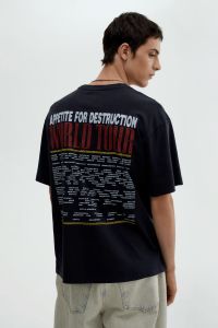 Gun and Roses Printed Mens Blue Oversized T-Shirt