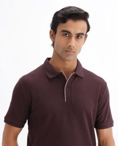 Mens Brown Cotton Polo T-Shirt