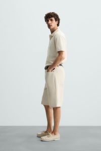 Mens White Jacquard Cotton Polo T-Shirt