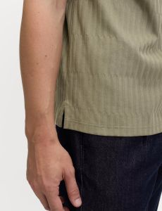 Mens Zip Polo Neck Olive Green Cotton T-Shirt