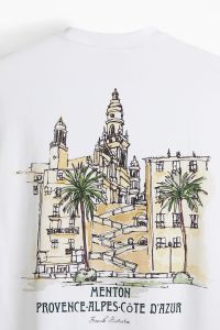 Menton France Printed Mens White Oversized T-Shirt