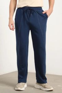 Mens Navy Blue Loose Fit Cotton Joggers
