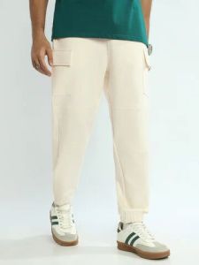 Mens Off White Oversized Cotton Joggers
