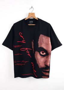Back and Pink Printed Mens Oversized T-Shirt