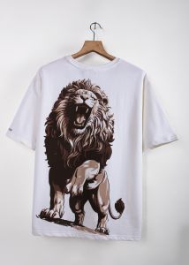 Stay Wild Printed Mens White Oversized T-Shirt