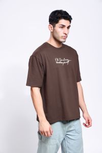 Oh Darling Printed Mens Brown Oversized T-Shirt